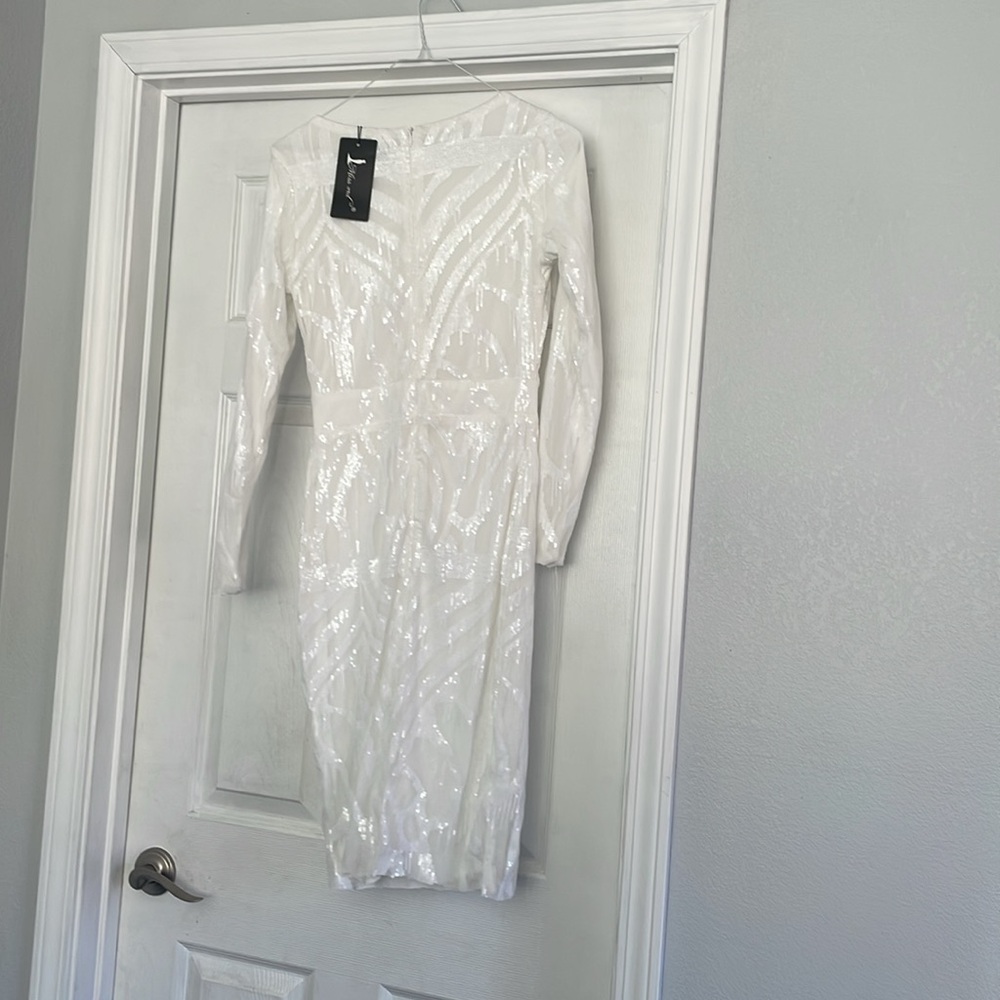 White Sequin Midi Dress - Picture 3 of 4